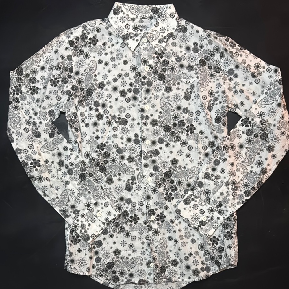 Armani Junior Black and White Floral Shirt size 12